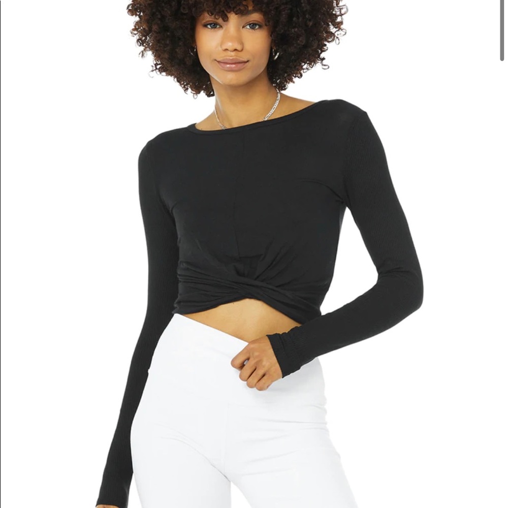 Gray Alo Yoga Cover Long Sleeve Crop Top - knot - size M - NEW